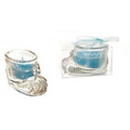 Glass Baby Shoe Candle - Blue
